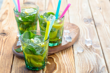 Fresh lemonade with ice