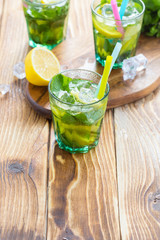 Fresh lemonade with ice