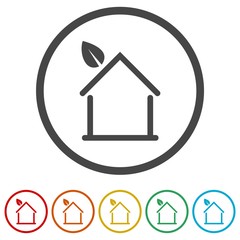 Eco house concept sign and icons set