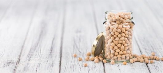 Chickpeas close-up shot, selective focus