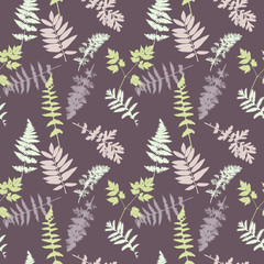 Fototapeta na wymiar Seamless pattern with plants and leaves