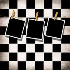 Retro Photo over Checkered Background