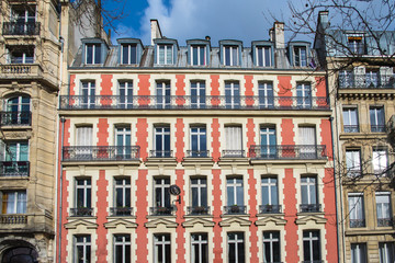     Pink facade, Paris, typical building 