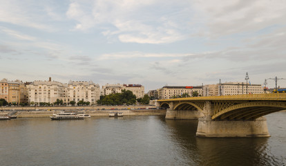 Fototapeta premium sunny summer scenic city of Budapest from Margaret bridge