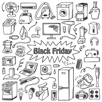 Black Friday household doodle set