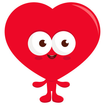 Cartoon red heart character. Vector illustration.