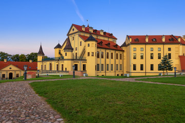 Fototapeta na wymiar Medieval castle in the city Nesvizh, Belarus, historic landmark, old architecture