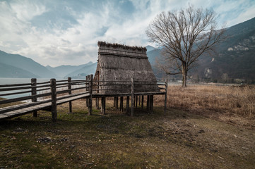 Bronze Age pile-dwelling village in Italy - Ledro Lake Trentino.
