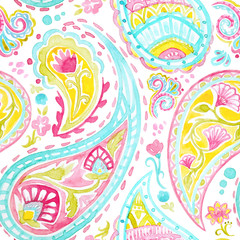 Watercolor native indian pattern