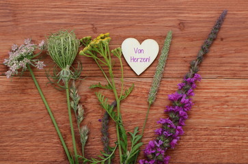 Grußkarte Blumenstrauß von Herzen