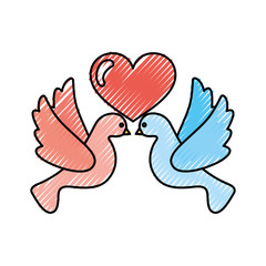 heart with cute dove flying icon vector illustration design