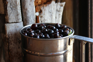 currant. Summer berries on a wooden background.