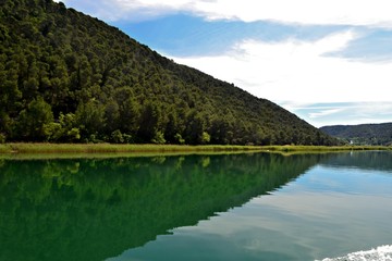 Fototapeta na wymiar Nature green river landscape in Croatia