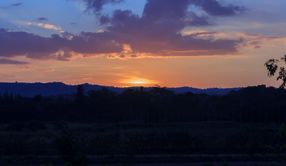 sunset behind the mountains