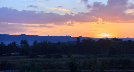 sunset behind the mountains