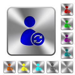 Refresh user account rounded square steel buttons