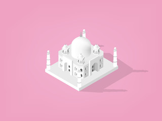 illustration vector isometric design concept of Taj Mahal,India