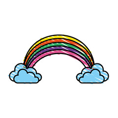 color rainbow with clouds cartoon