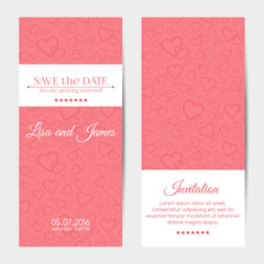 Fototapeta na wymiar Vertical wedding invitation cards template