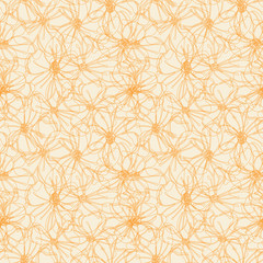 Floral seamless vector pattern with hand drawn anemones flowers.