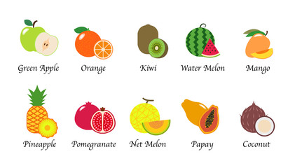 Organic nature health fruit isolated vector collection set