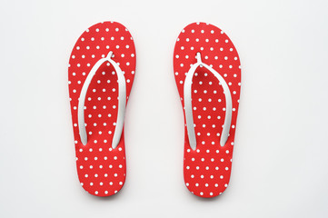 Red sandals isolated on white background