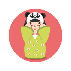 beauty woman with kimono and costume hat