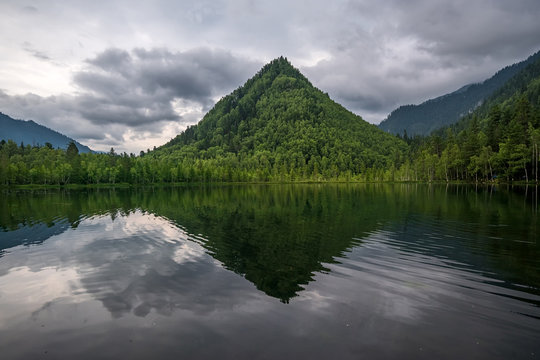 Mountain Cap of Monomakh reflected in the lake
