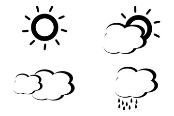 Abstract style black and white weather icons