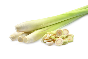 fresh Lemongrass with slice isolated on white background