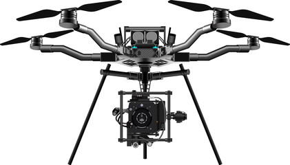 Drone illustration with 4K high definition camera and video recording for professional aerial recordings and photography (fully editable vector)