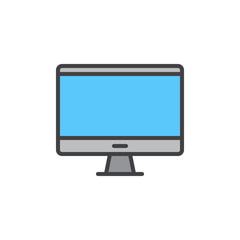 Desktop computer, monitor filled outline icon, line vector sign, linear colorful pictogram isolated on white. Symbol, logo illustration. Pixel perfect vector graphics