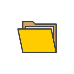 Folder with documents filled outline icon, line vector sign, linear colorful pictogram isolated on white. Symbol, logo illustration. Pixel perfect vector graphics