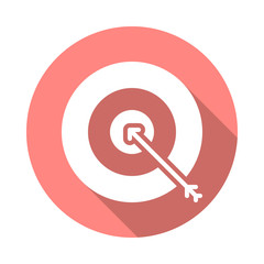 Target, goal flat icon. Round colorful button, Bullseye circular vector sign with long shadow effect. Flat style design