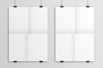 White 3D illustration poster mock-up with clips