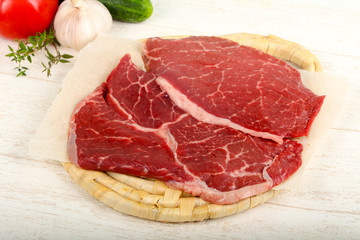 Raw beef steak