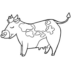 cartoon cute cattle or cow coloring page vector illustration

