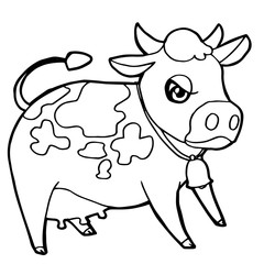 cartoon cute cattle or cow coloring page vector illustration
