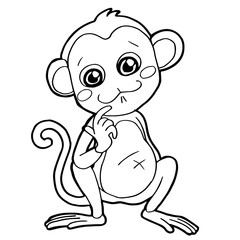 cartoon cute monkey coloring page vector illustration
