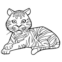 cartoon cute tiger coloring page vector illustration
