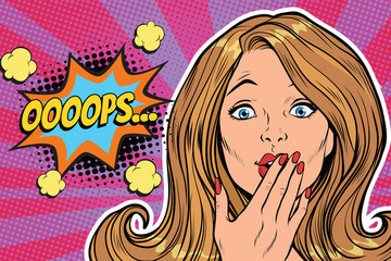 oops surprised pop art woman face