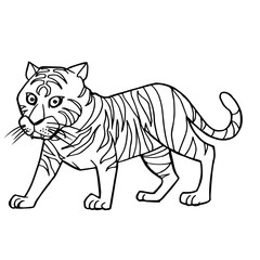 Fototapeta na wymiar cartoon cute tiger coloring page vector illustration 