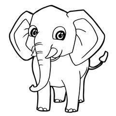 cartoon cute elephant coloring page vector illustration
