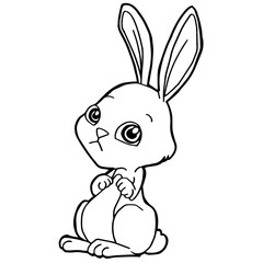 cartoon cute rabbit coloring page vector illustration
