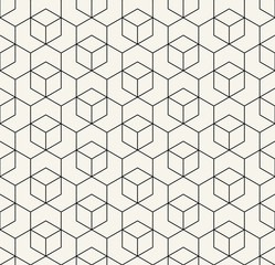 seamless geometric line grid vector cubes pattern