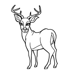 cartoon cute deer coloring page vector illustration
