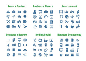 100 universal vector icons - Computer Networks, Media and Social.