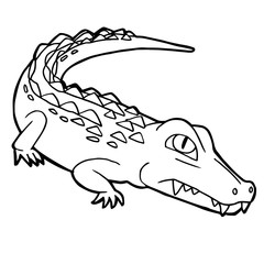 cartoon cute crocodile coloring page vector illustration
