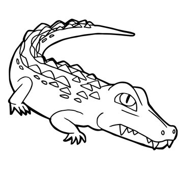 cartoon cute crocodile coloring page vector illustration
