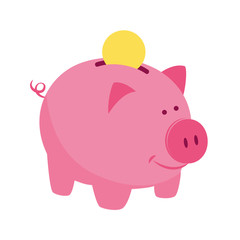 rosa sparschwein mit geld füttern